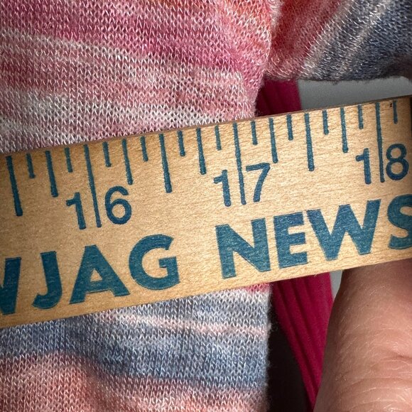 Democracy Top Womens Medium Pink Multicolor Striped Short Sleeve With Side Ties - Picture 7 of 8